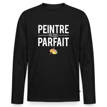 Peintre presque parfait meilleur peintre humour - T-shirt manches longues Premium bio Homme - noir - Devant - Nico (187cm)