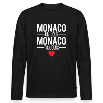 Monaco un jour monaco toujours - T-shirt manches longues Premium bio Homme - noir - Devant - Nico (187cm)