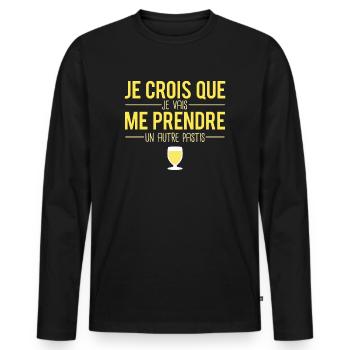Je crois que je vais prendre un autre pastis - T-shirt manches longues Premium bio Homme - noir - Devant - Nico (187cm)