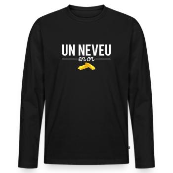 Un neveu en or meilleur neveu humour - T-shirt manches longues Premium bio Homme - noir - Devant - Nico (187cm)