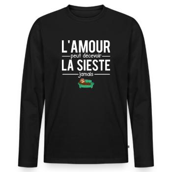 L'amour peut décevoir la sieste jamais dormir - T-shirt manches longues Premium bio Homme - noir - Devant - Nico (187cm)
