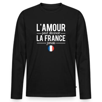 L'amour peut décevoir la france jamais français - T-shirt manches longues Premium bio Homme - noir - Devant - Nico (187cm)