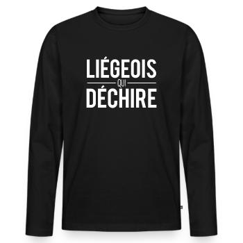 Liégeois qui déchire liège ville belgique - T-shirt manches longues Premium bio Homme - noir - Devant - Nico (187cm)