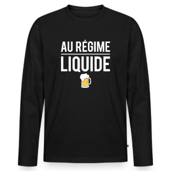Au régime liquide blague bière apéro humour - T-shirt manches longues Premium bio Homme - noir - Devant - Nico (187cm)