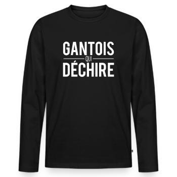 Gantois qui déchire habitant gand ville belgique - T-shirt manches longues Premium bio Homme - noir - Devant - Nico (187cm)