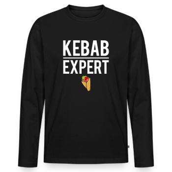 Kebab expert salade tomate oignon oui chef - T-shirt manches longues Premium bio Homme - noir - Devant - Nico (187cm)