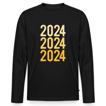 Bonne Année 2024 Nouvel An Nouvelle Année - T-shirt manches longues Premium bio Homme - noir - Devant - Nico (187cm)