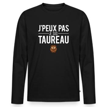 J'peux pas je suis taureau signe astrologique - T-shirt manches longues Premium bio Homme - noir - Devant - Nico (187cm)