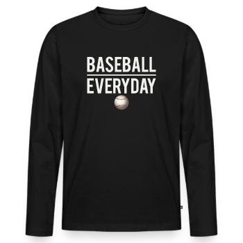 Baseball tous les jours passionné baseball sport - T-shirt manches longues Premium bio Homme - noir - Devant - Nico (187cm)