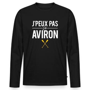J'peux pas j'ai aviron passionné sport nautique - T-shirt manches longues Premium bio Homme - noir - Devant - Nico (187cm)