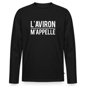 L'aviron m'appelle sport nautique humour - T-shirt manches longues Premium bio Homme - noir - Devant - Nico (187cm)