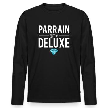 Parrain édition deluxe meilleure parrain humour - T-shirt manches longues Premium bio Homme - noir - Devant - Nico (187cm)