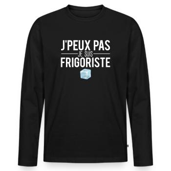 J'peux pas je suis frigoriste métier profession - T-shirt manches longues Premium bio Homme - noir - Devant - Nico (187cm)