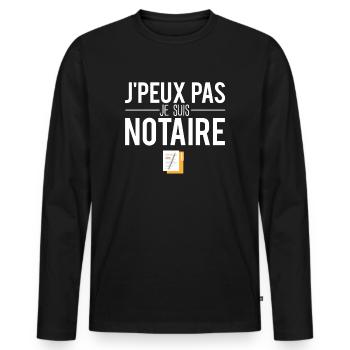 J'peux pas je suis notaire blague notaire humour - T-shirt manches longues Premium bio Homme - noir - Devant - Nico (187cm)
