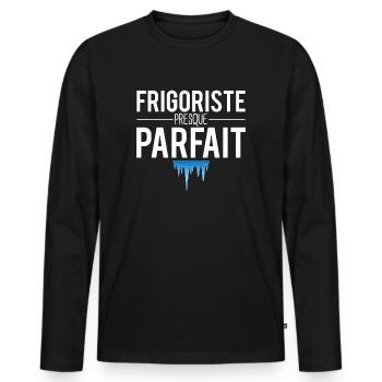 Frigoriste presque parfait blague métier humour - T-shirt manches longues Premium bio Homme - noir - Devant - Nico (187cm)