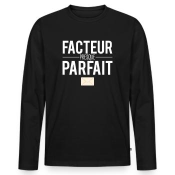 Facteur presque parfait métier facteur humour - T-shirt manches longues Premium bio Homme - noir - Devant - Nico (187cm)