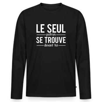 Le seul patron se trouve devant toi chef humour - T-shirt manches longues Premium bio Homme - noir - Devant - Nico (187cm)