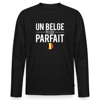 Un belge presque parfait blague belgique humour - T-shirt manches longues Premium bio Homme - noir - Devant - Nico (187cm)
