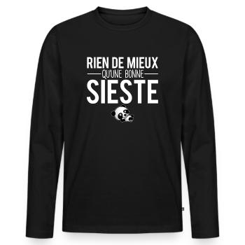 Rien de mieux qu'une bonne sieste flemme humour - T-shirt manches longues Premium bio Homme - noir - Devant - Nico (187cm)