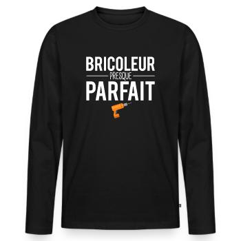 Bricoleur presque parfait cadeau papa bricoleur - T-shirt manches longues Premium bio Homme - noir - Devant - Nico (187cm)