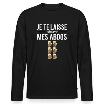 Je te laisse admirer mes abdos musculation sport - T-shirt manches longues Premium bio Homme - noir - Devant - Nico (187cm)