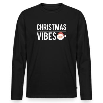 Christmas vibes cadeau ambiance noel - T-shirt manches longues Premium bio Homme - noir - Devant - Nico (187cm)