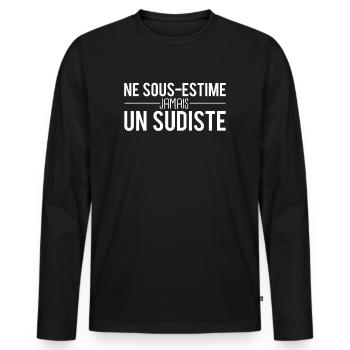 Ne sous estime jamais un sudiste humour - T-shirt manches longues Premium bio Homme - noir - Devant - Nico (187cm)
