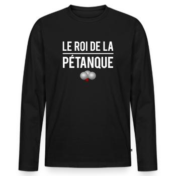 Le roi de la pétanque bouliste humour - T-shirt manches longues Premium bio Homme - noir - Devant - Nico (187cm)