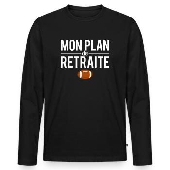 Mon plan de retraite supporter rugby humour - T-shirt manches longues Premium bio Homme - noir - Devant - Nico (187cm)