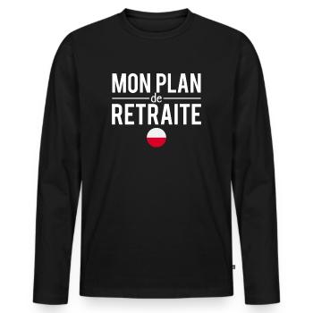 Mon plan de retraite pologne polonais humour - T-shirt manches longues Premium bio Homme - noir - Devant - Nico (187cm)