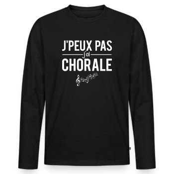 J'peux pas j'ai chorale musique chant solfège - T-shirt manches longues Premium bio Homme - noir - Devant - Nico (187cm)