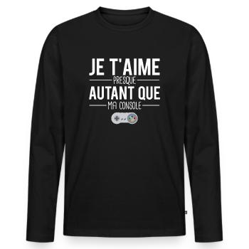 Je t'aime presque autant que ma console gamer - T-shirt manches longues Premium bio Homme - noir - Devant - Nico (187cm)