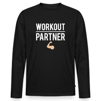 Workout partner musculation salle de sport coach - T-shirt manches longues Premium bio Homme - noir - Devant - Nico (187cm)