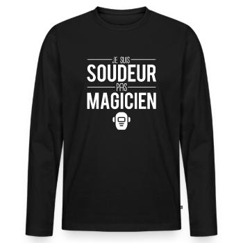 Je suis soudeur pas magicien soudure souder - T-shirt manches longues Premium bio Homme - noir - Devant - Nico (187cm)