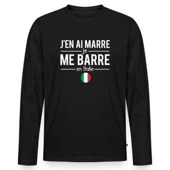 J'en ai marre je me barre en italie italien humour - T-shirt manches longues Premium bio Homme - noir - Devant - Nico (187cm)