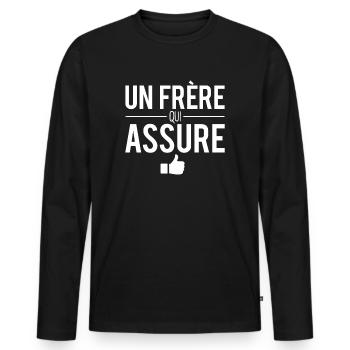 Un frère qui assure meilleur frère famille humour - T-shirt manches longues Premium bio Homme - noir - Devant - Nico (187cm)