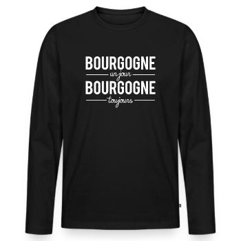Bourgogne un jour bourgogne toujours région france - T-shirt manches longues Premium bio Homme - noir - Devant - Nico (187cm)
