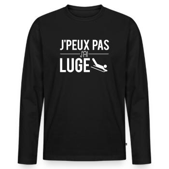 J'peux pas j'ai luge glissade sport d'hiver - T-shirt manches longues Premium bio Homme - noir - Devant - Nico (187cm)