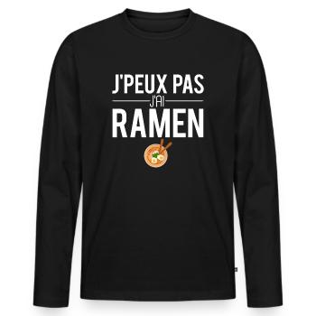 J'peux pas j'ai ramen nourriture japonaise - T-shirt manches longues Premium bio Homme - noir - Devant - Nico (187cm)