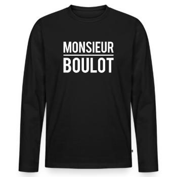 Monsieur boulot j'ai pas le temps travailler - T-shirt manches longues Premium bio Homme - noir - Devant - Nico (187cm)