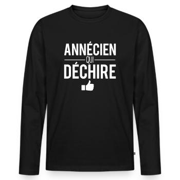 Annécien qui déchire annecy ville france - T-shirt manches longues Premium bio Homme - noir - Devant - Nico (187cm)