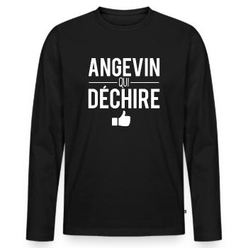 Angevin qui déchire habitant angers ville france - T-shirt manches longues Premium bio Homme - noir - Devant - Nico (187cm)