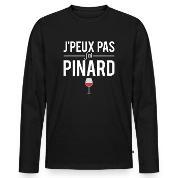 J'peux pas j'ai pinard vin vigne vigneron humour - T-shirt manches longues Premium bio Homme - noir - Devant - Nico (187cm)
