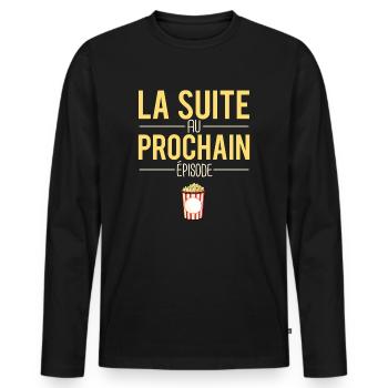 La suite au prochain épisode cinéma film popcorn - T-shirt manches longues Premium bio Homme - noir - Devant - Nico (187cm)