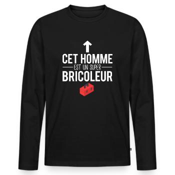 Cet homme est un super bricoleur bricolage humour - T-shirt manches longues Premium bio Homme - noir - Devant - Nico (187cm)