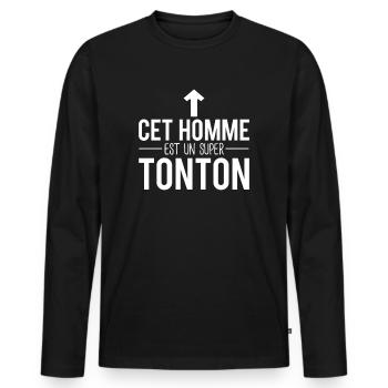 Cet homme est un super tonton meilleur tonton - T-shirt manches longues Premium bio Homme - noir - Devant - Nico (187cm)