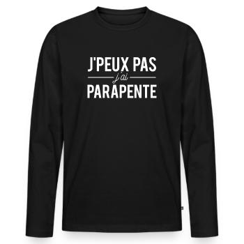 J'peux pas j'ai parapente aéronef parachute - T-shirt manches longues Premium bio Homme - noir - Devant - Nico (187cm)