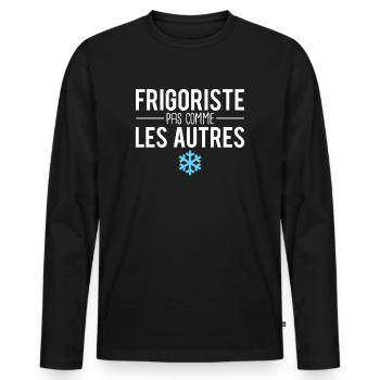 Frigoriste pas comme les autres métier humour - T-shirt manches longues Premium bio Homme - noir - Devant - Nico (187cm)