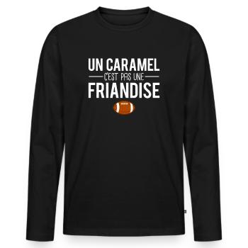 Un caramel c'est pas une friandise rugby humour - T-shirt manches longues Premium bio Homme - noir - Devant - Nico (187cm)
