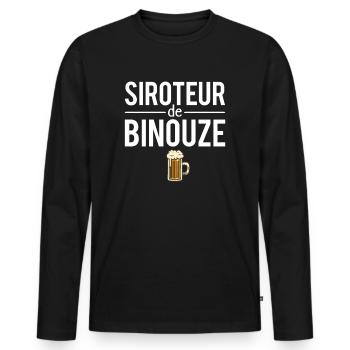 Siroteur de binouze amateur bière apéro humour - T-shirt manches longues Premium bio Homme - noir - Devant - Nico (187cm)